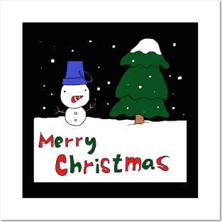 Merry Christmas, Snowman, Tree Posters and Art